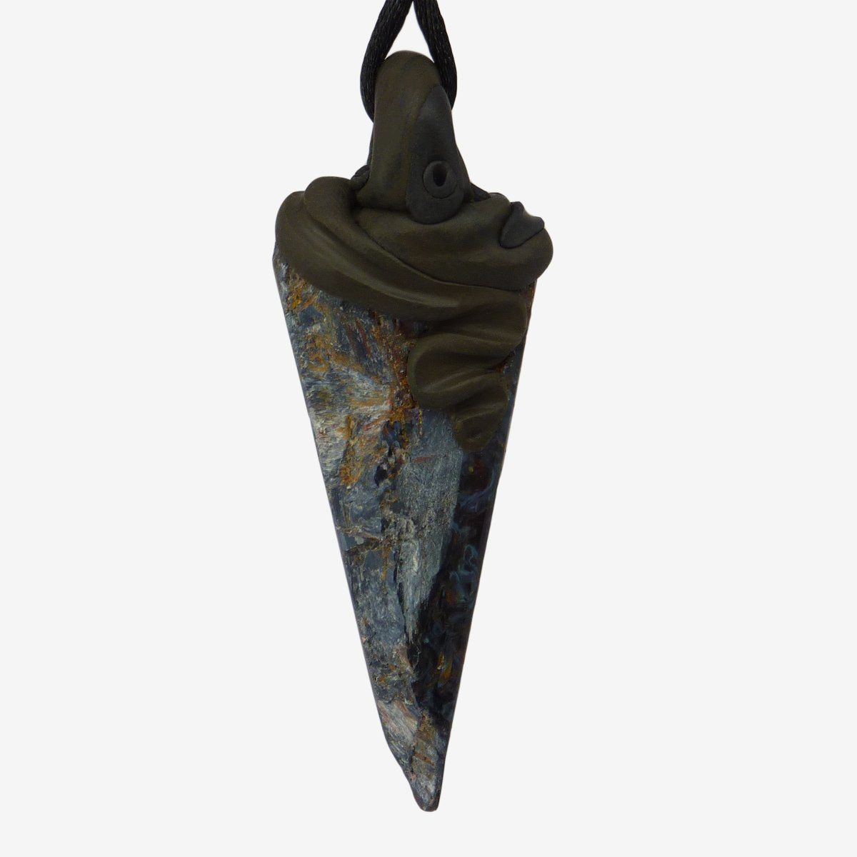 Mineralien & Heilsteine: Blauer Pietersit Steinanhänger mit Pyrit – Neu und originalverpackt aus Meilen von BYRD-Design 2