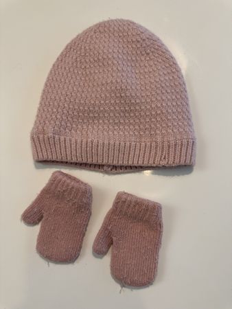 Kappe und Handschuhe rosa, Gr 68/74