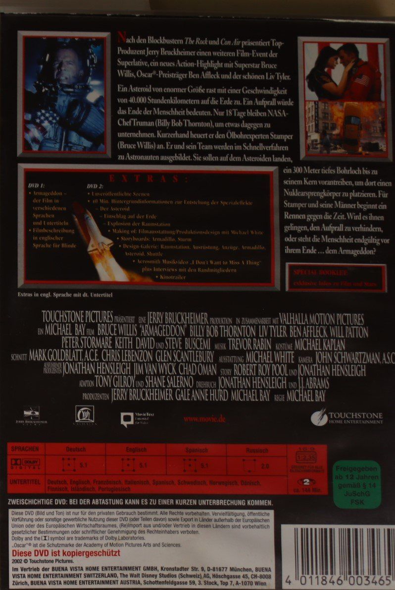 Tutti i DVDs: Armageddon - Das jüngste Gericht – Usato da Luzern venduto da CONTENTI 2