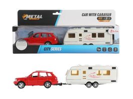 Auto mit Wohnwagen 1:48, 30cm, 1:48, Rückzug, Toi-Toys, neu