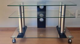 HiFi-/TV-Möbel aus Glas mit 3 Ebenen