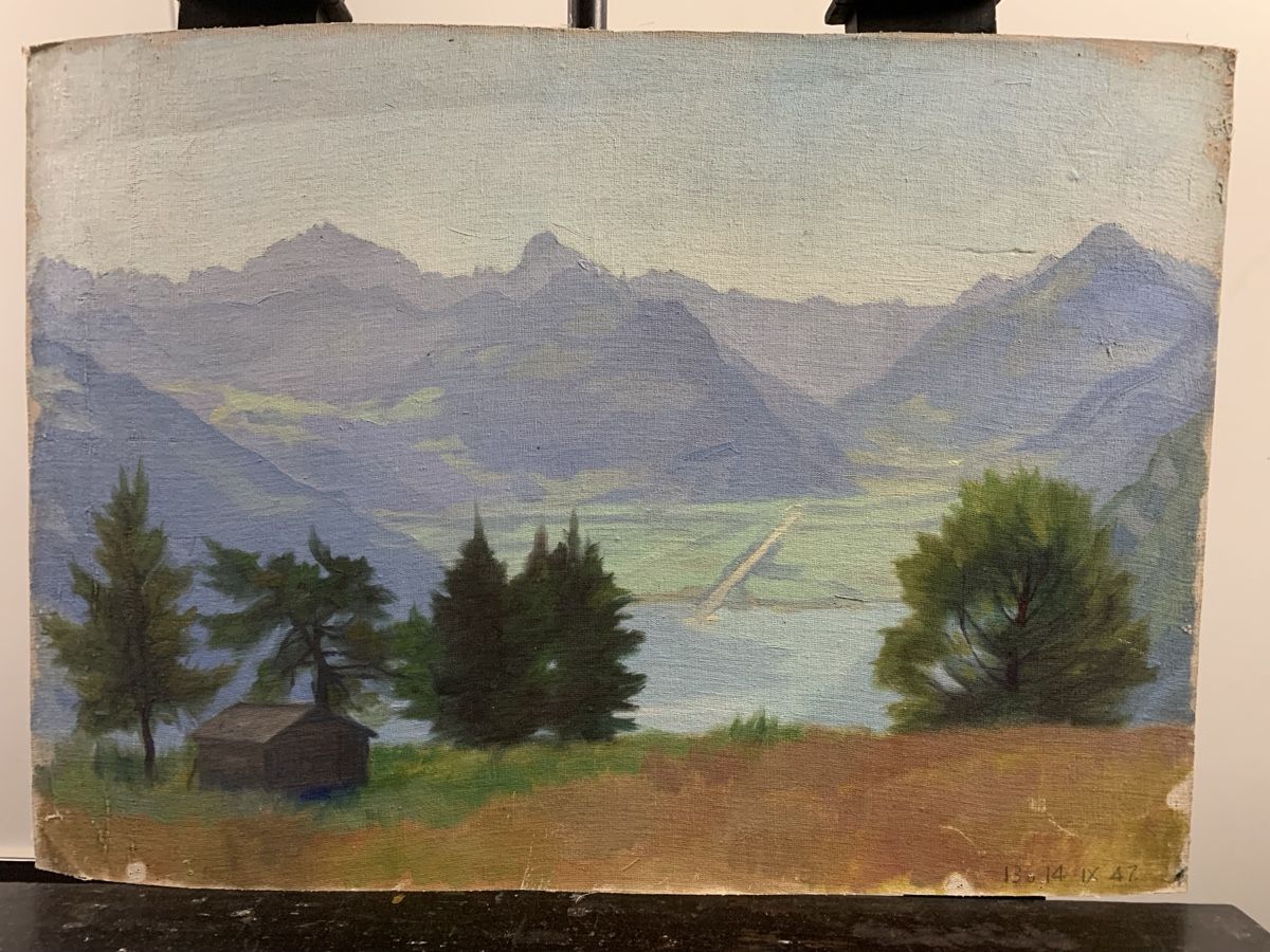 Gemälde: Linthebene 1947 J. Burkhardt – Gebraucht aus Wolfhalden von SecondAntique 1