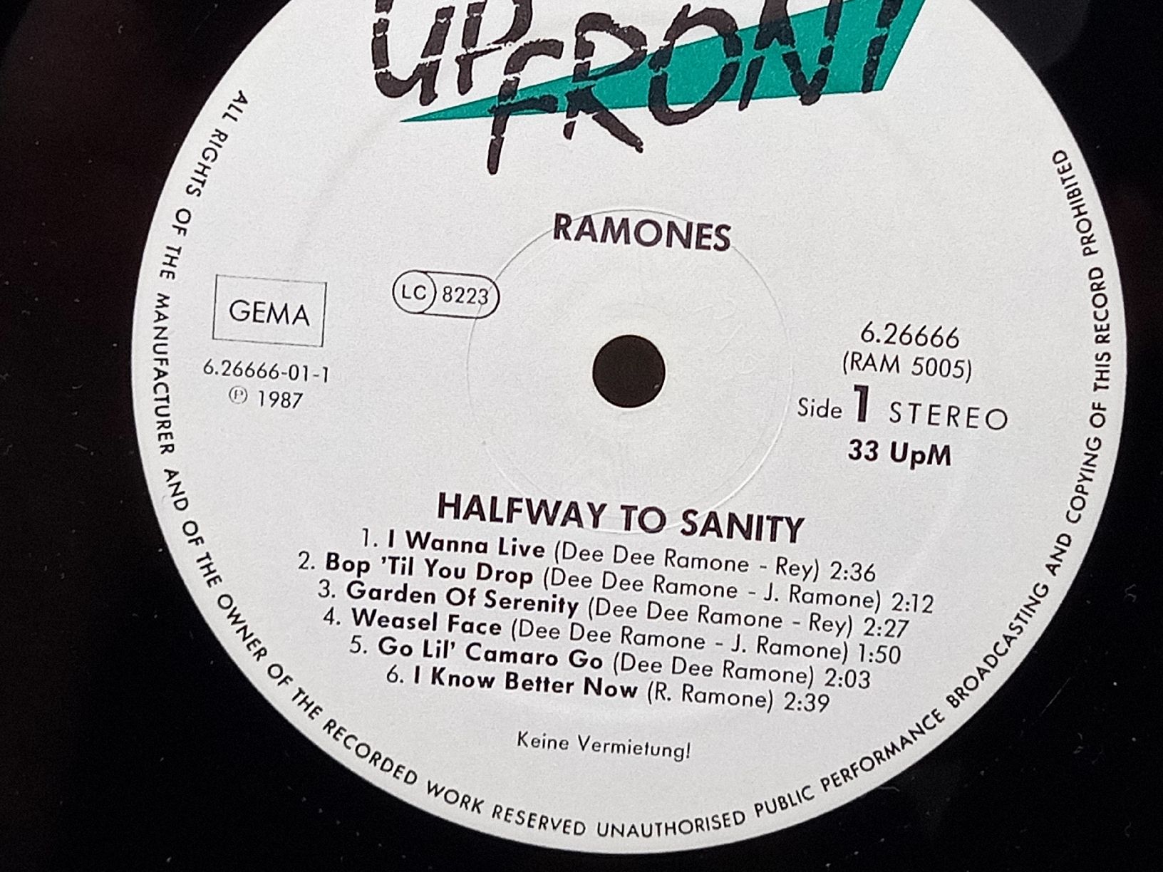 Dischi in vinile: Ramones "Halfway to Sanity" Vinyl LP 1987  – Usato da basel venduto da markusb07 6