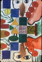 Zwilling - Original Aquarell Karte - Outsider Art, Art Brut