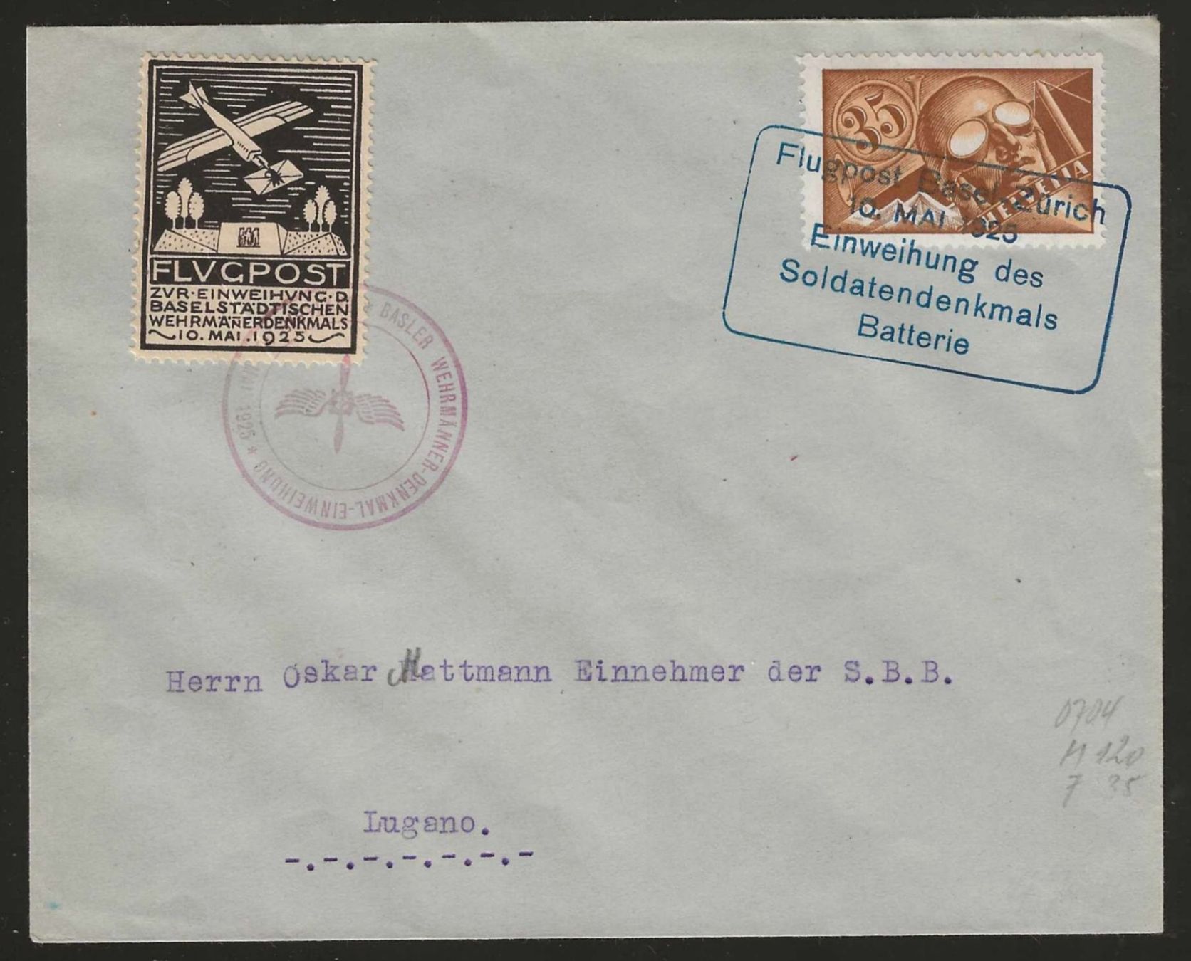 Alle Briefmarken: 1926 : Flugbrief Basel - Zürich mit Vignette – Gebraucht aus Gümligen von Geniusbuy