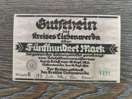 Deutschland Notgeld, Liebenwerda 500 Mark 16.9.1922 !!!!