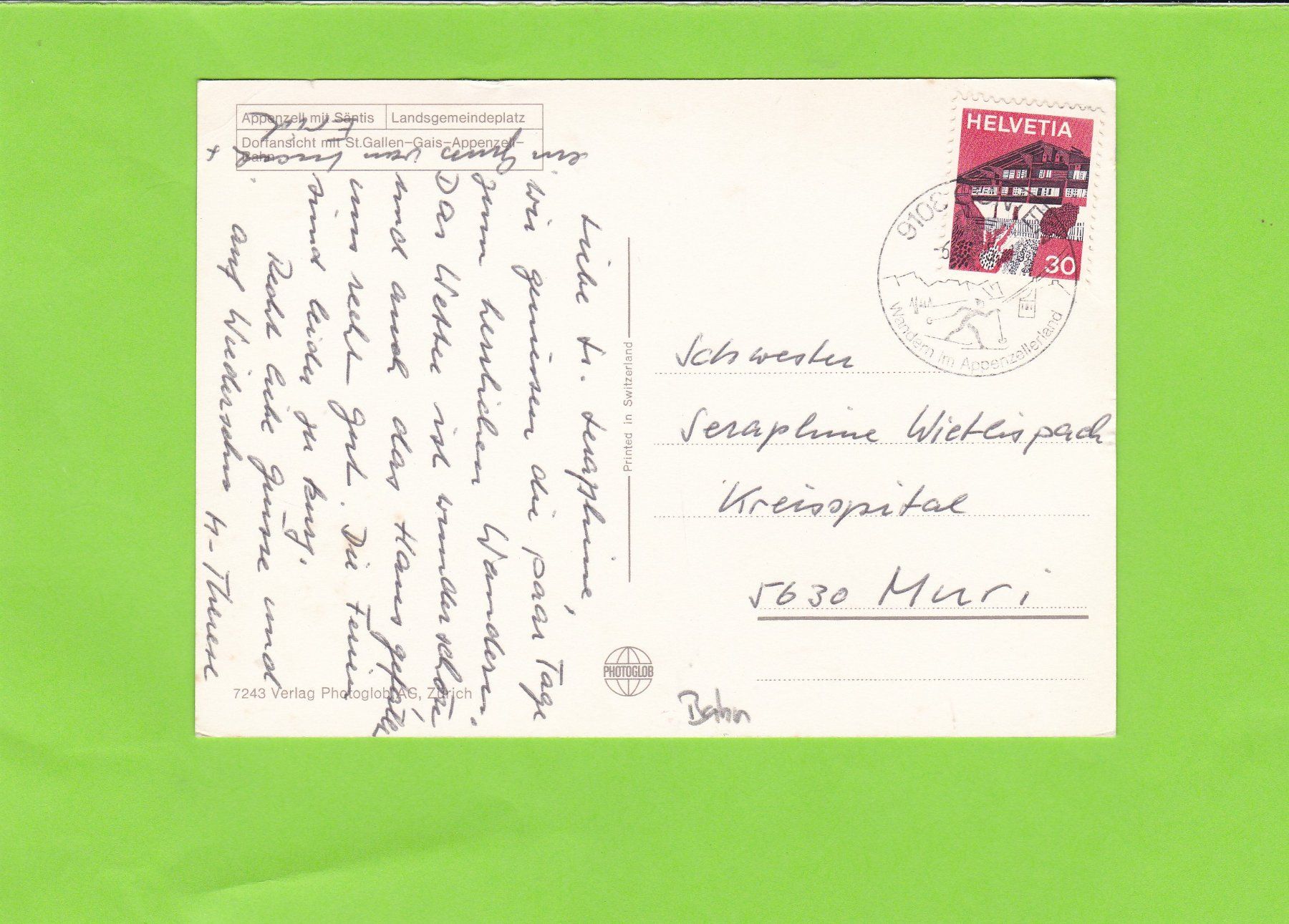 Cartoline postali: Appenzell mit S-G-A--Bahn – Usato da St. Peterzell venduto da neckertal 1