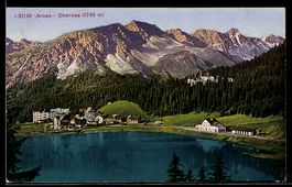 AK Arosa, Obersee, Ort und See vor Bergpanorama