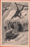 KÜNSTLER AK JUX Skifahrer 1916 gel. v. Adelboden