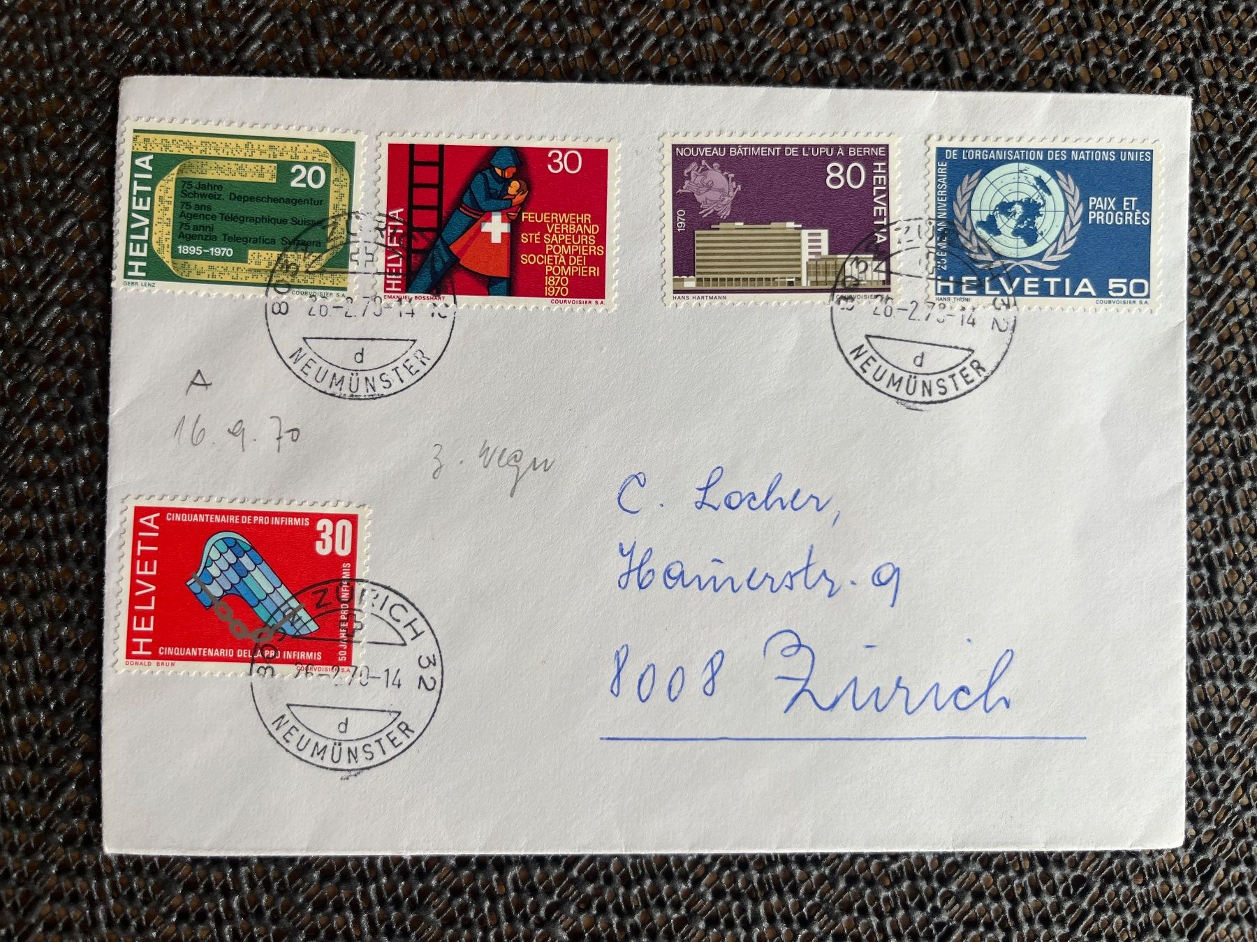 Tutti i francobolli: 1 enveloppe avec timbre 1970 – Usato da Châtel-St-Denis venduto da Vaillant1