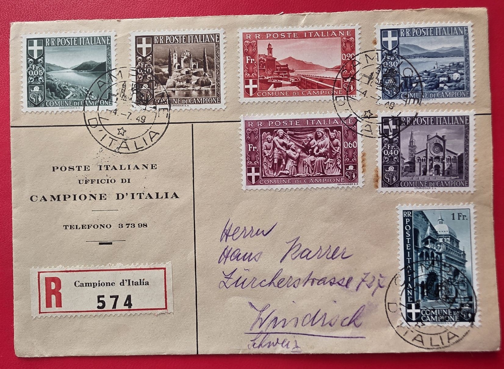 Tutti i francobolli: CAMPIONE Briefmarken -Brief – Usato da Bern venduto da Kocholo 2