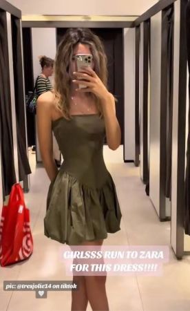 Zara Kleid Sommerkleid Minikleid Khaki Oliv Gr. M Neuwertig