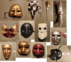 🎭 11 Venezianische Masken, Konvolut, Sammlung.