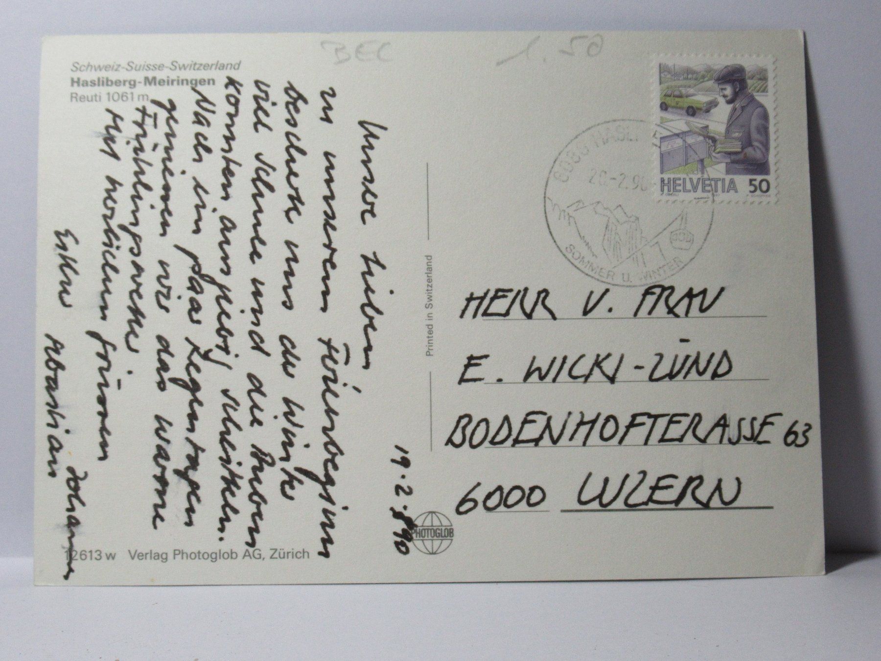 Cartoline postali: Hasliberg - Reuti – Usato da Grenchen venduto da frechri 1