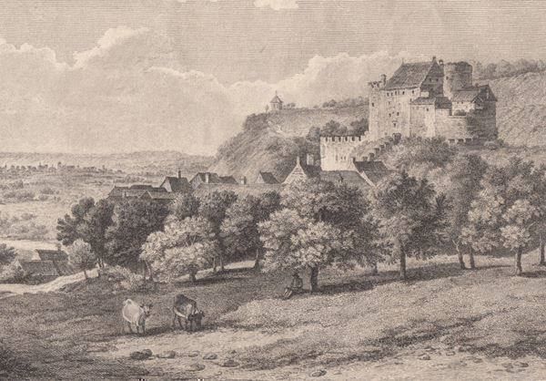 Incisioni: MÜNCHENSTEIN, MÖNCHENSTEIN, KUPFERSTICH 1788 – Usato da Grüningen venduto da Kartensammler 1