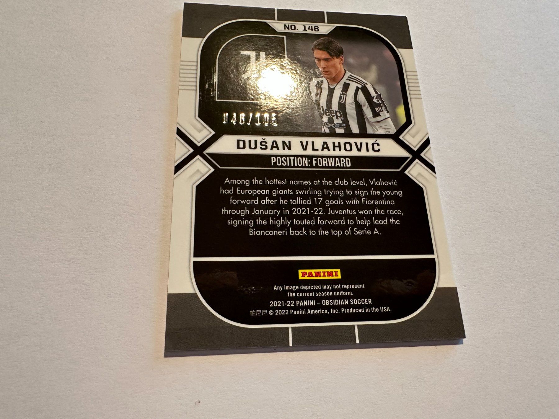Panini Sammelbilder & Trading cards: Dusan Vlahovic 2021 Panini Obsidian 046/105 – Gebraucht aus Hagendorn von Pokecollectorch 4