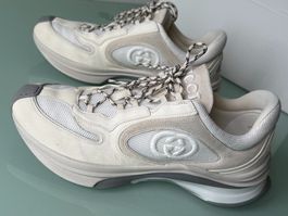 GUCCI Run GG Weiss Mesh Leder Low Top Sneakers 44