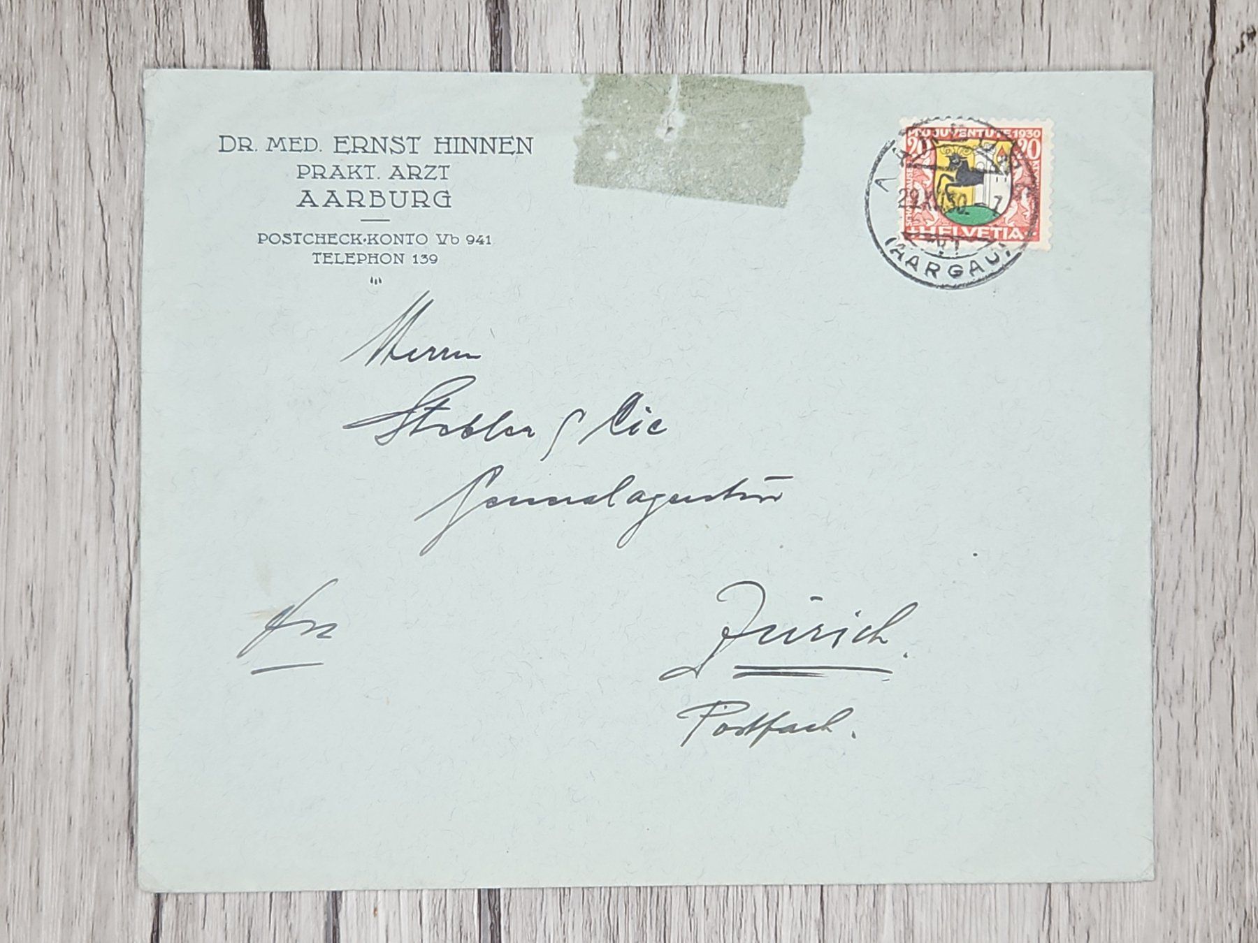 Tutti i francobolli: CL13 Enveloppe + Timbre Suisse 1930 – Usato da Cousset venduto da Patrick_Collections
