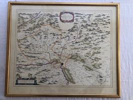 Alte Basel Landkarte, 1659, gerahmt, Wanddeko, Rarität!
