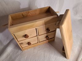 Petite commode en bois, 4 tiroirs, rangement vintage, déc...
