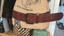 Ceinture cuir marron boucle métallique taille L