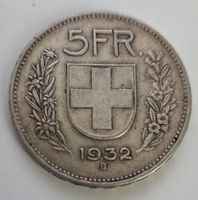5 Franken 1932, Silbermünze, Rarität