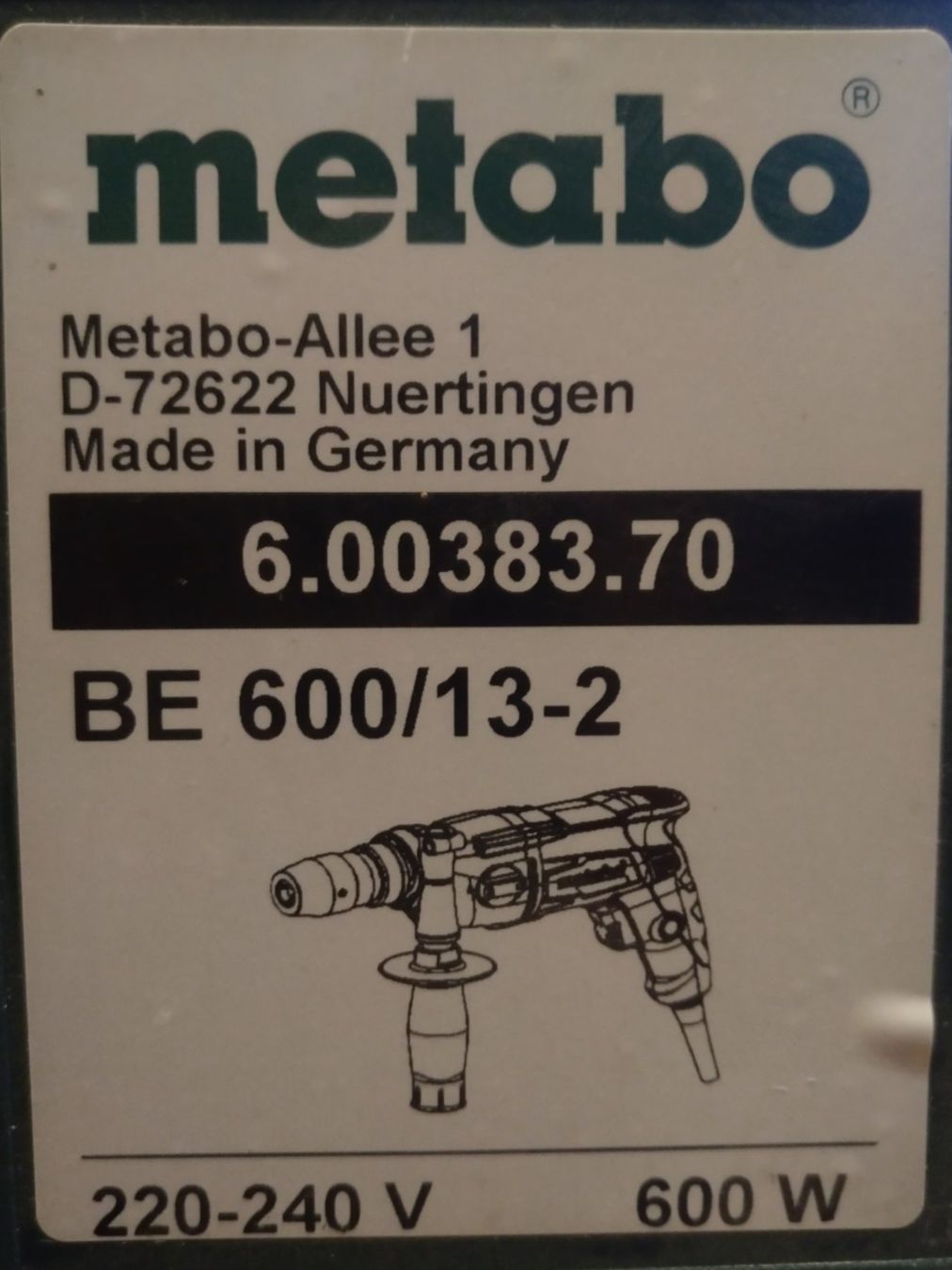 Metabo Bohrmaschinen: Metabo BE 600/13-2 Bohrmaschine – Gebraucht aus Buckten von RolandsLiquidationen 3