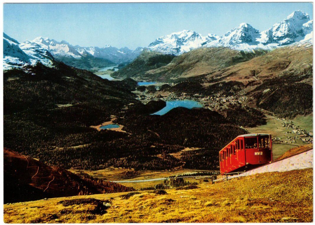 Cartoline postali: St. Moritz - Standseilbahn Muottas Muragl – Usato da Binningen venduto da Mountainrider