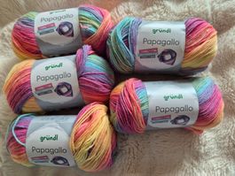Gründl Papagallo Wolle 5 Knäuel a 100 gr. bunt neu