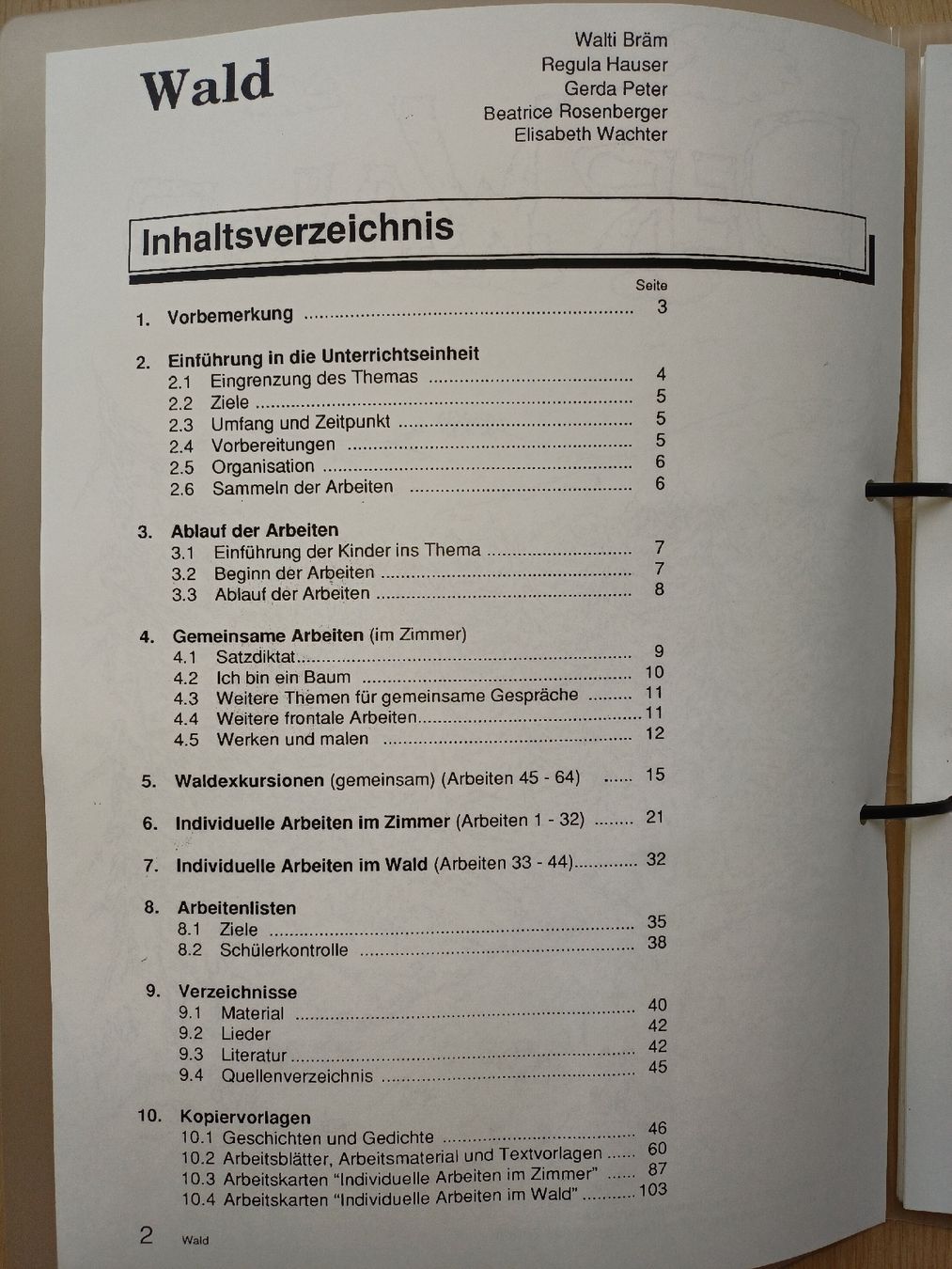Libri: Der Wald - Unterrichtsmappe von Walti Bräm – Nuovo (secondo la descrizione) da Riedern venduto da martigni_88 1