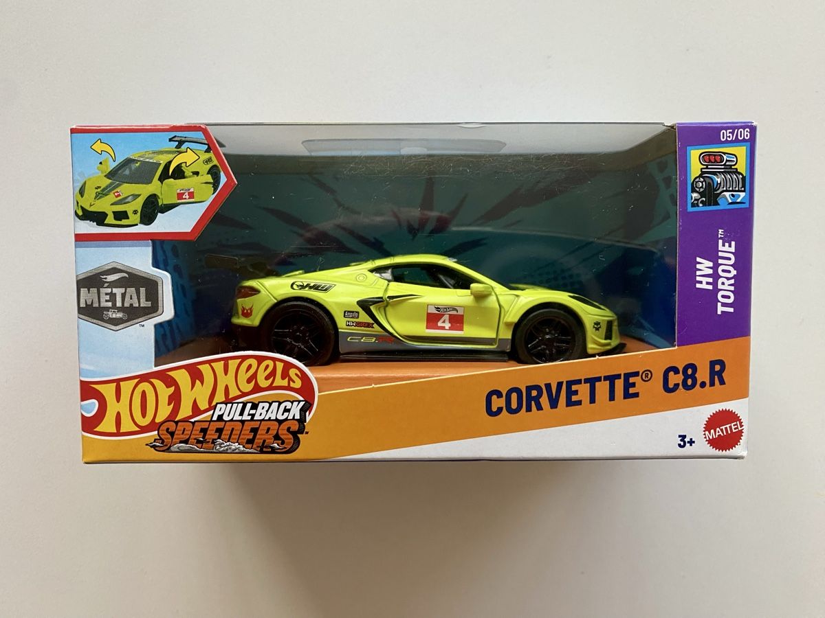 Hot Wheels Giocattoli: Hot Wheels Corvette C8.R - Pull Back Speeder – Nuovo e nell'imballaggio originale da Oberembrach venduto da theZaz