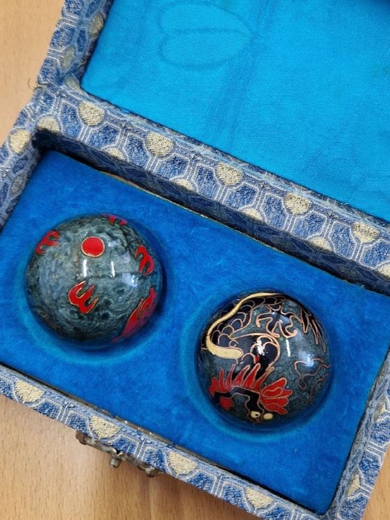 Chinesische Baoding Kugeln mit Klang mit Etui (Neu (gemäss Beschreibung ...