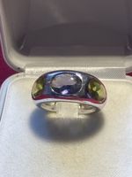 Edler Damenring, 750er Weissgold, Amethyst und Peridot, 53💍