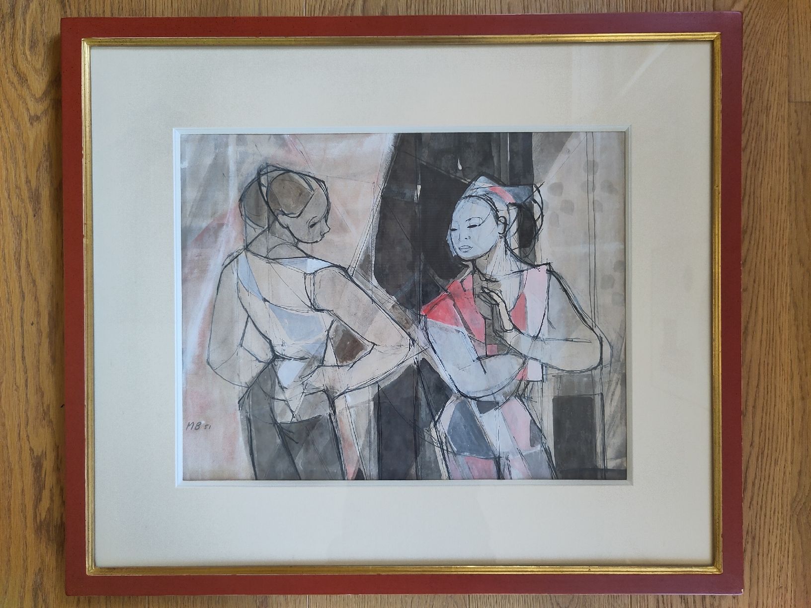 Tableaux: Maly Blumer "Ballettstudie I" 1951 gemälde kunst tempera – D'occasion à St. Gallen par Clottep