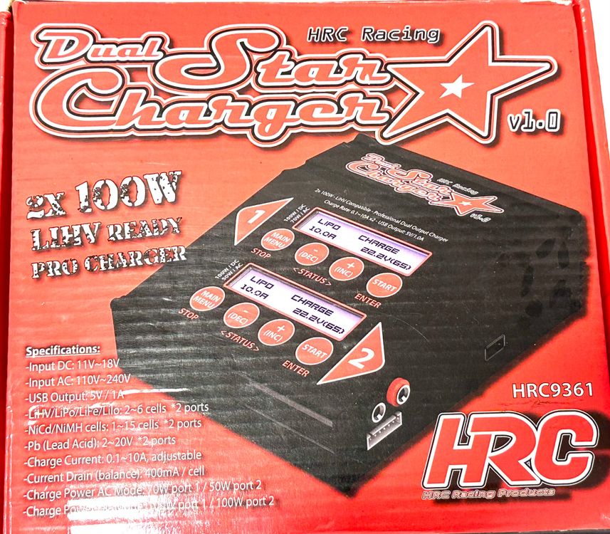Chargeur LiHV Star Charger V4.0 HRC 100W - 12/230V, Compatible Batteries Haute Tension, Référence HRC9354A