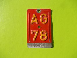 Velonummer / Fahrradnummer AG 78