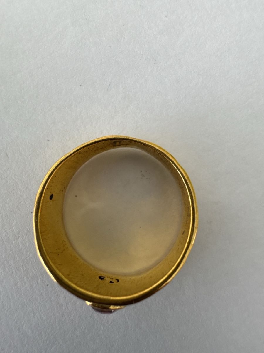 Anelli: Goldring mit Muster & golfarbener Ring mit lila Stein – Nuovo (secondo la descrizione) da Huttwil venduto da graesihu 3
