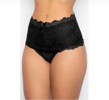 Sous Vêtement femme, taille haut sexy glamou Noir, taille 38