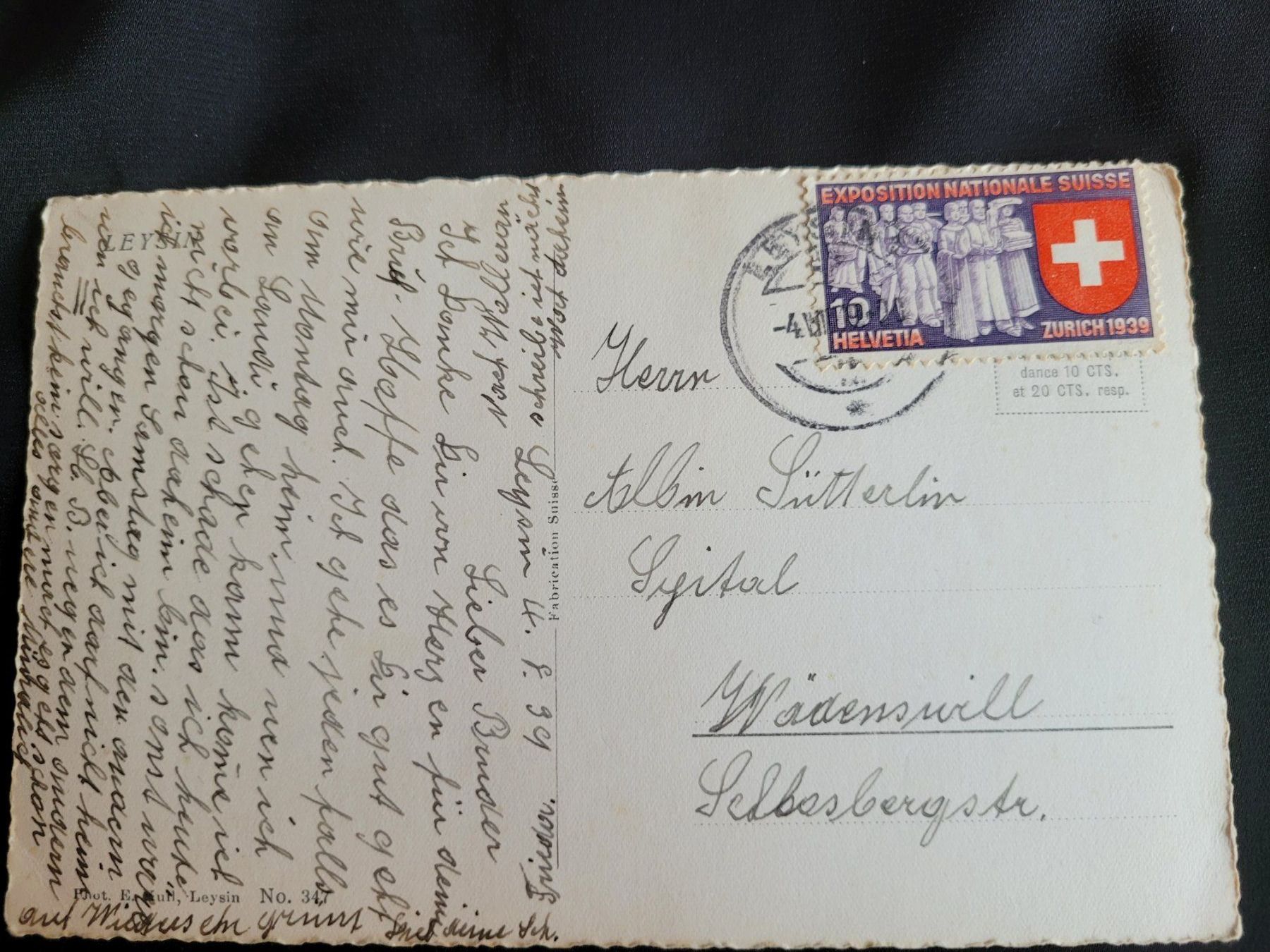 Ansichtskarten: Postkarte Leysin /VD  1939 – Gebraucht aus SCHÜBELBACH von CoKaHa 1