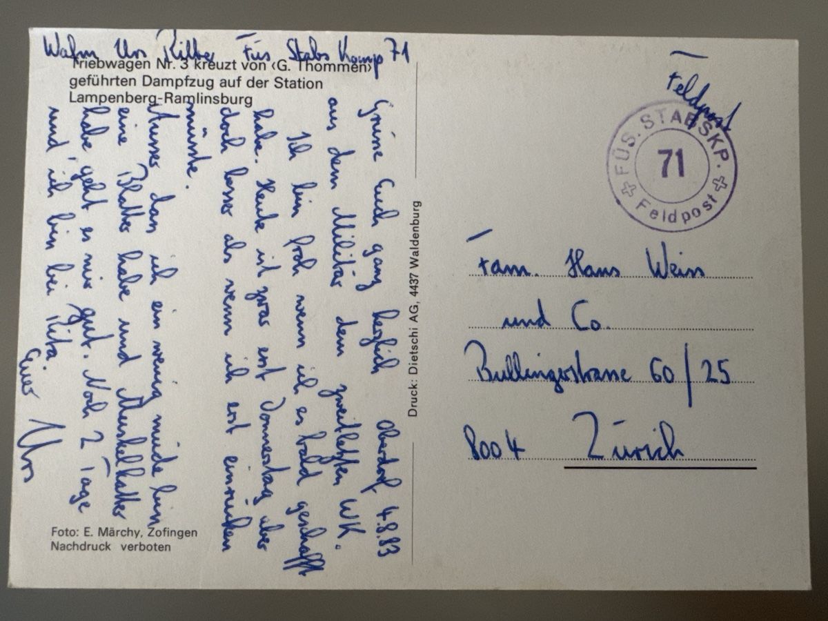 Cartoline postali: Triebwagen  AK Dampfzug  – Usato da Zürich venduto da Smarties13 1