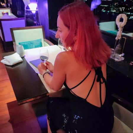 Elegantes Abendkleid, Grösse S verstellbar, Dunkelblau