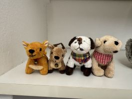 Plüschtiere Hunde/Rentiere 4 Stücke guter Zustand