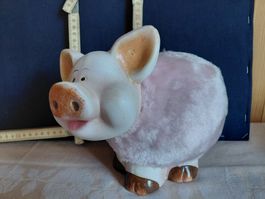 Grosses Sparkässeli flauschiges Schwein Schlüssel unbenutzt