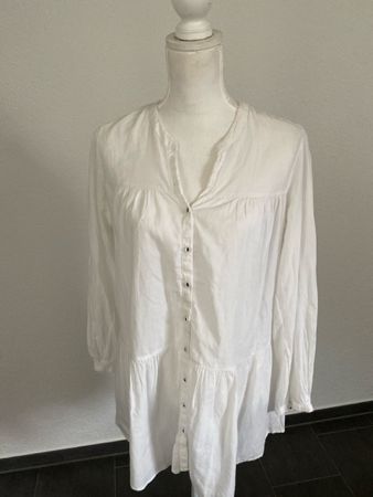 Damen Long Bluse weiss mit Knopfleiste ev. NILE