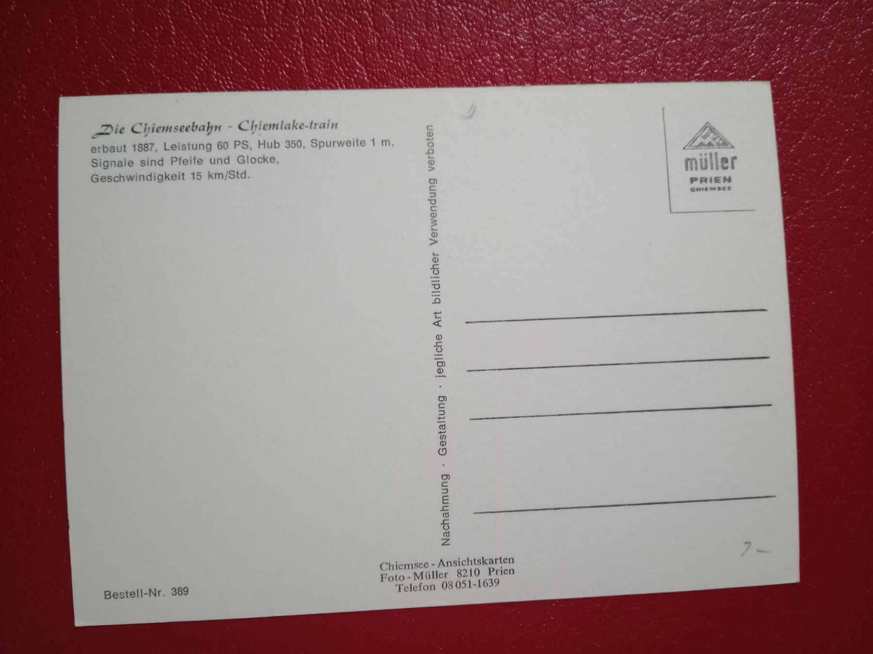 Cartoline postali: AK Bahn Deutschland Chiemsee Eisenbahn – Usato da Küttigen venduto da Melisch1000 1