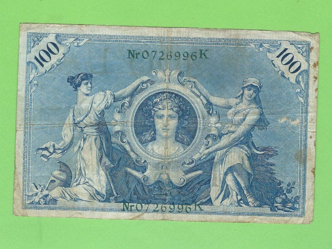 Banconote: 100 Mark Reichsbanknote, 7.Februar 1908 – Usato da Zürich venduto da t24_de