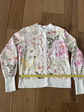 Damen Strickjacke Ted Baker Grösse 2 Blumenmuster Weiss