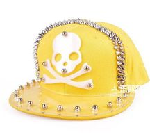 Basecap Totenkopf Nieten Gelb Skull Skelett Hut Kappe Mütze