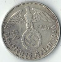 Münze Deutschland DR 3.Reich - 2 Reichsmark 1936 D selten