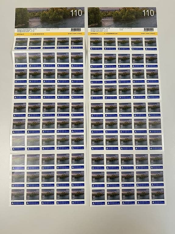 Alle Briefmarken: 100x CHF 1.10.- Post Briefmarken «Aare» – Gebraucht aus Belp von Frankatur-Bern 1